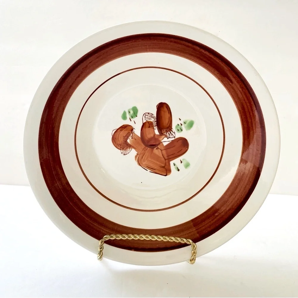 Vintage 70’s Large Mushroom Ironstone Vegetable or Serving Bowl Made in Korea
